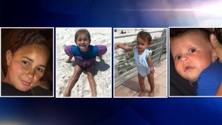 Jilleane Suciu de 3 años, Brileigh Suciu de 1 año, Brody Suciu de 3 meses y su madre de 25 años Pamela Lavan.
