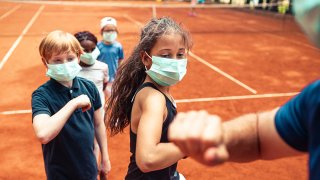 Children with face masks