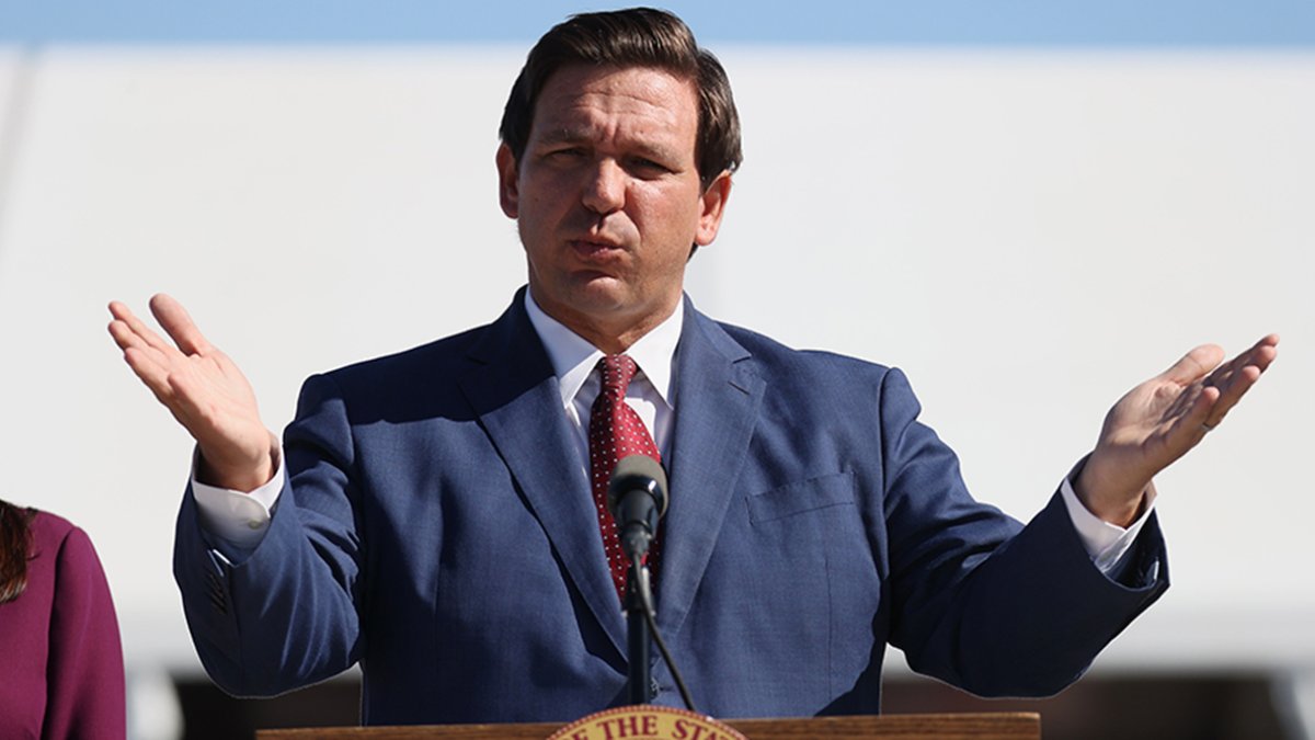 Ron DeSantis holds a press conference at Reedy Creek