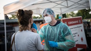 woman is being tested for the coronavirus