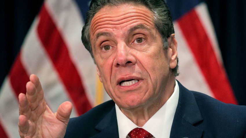 New York Governor Andrew Cuomo speaks during a news conference at his office on March 24, 2021 in New York City.