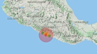 Gráfico de un mapa de México para marcar la zona del epicentro de un sismo
