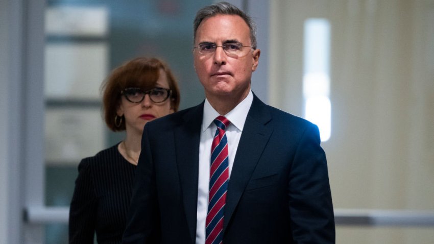 UNITED STATES – JULY 8: Pat Cipollone, former White House counsel to President Donald Trump, is seen during a break in an interview with the Select Committee to Investigate the January 6th Attack on the United States Capitol, in O’Neill House Office Building on Friday, July 8, 2022. (Tom Williams/CQ-Roll Call, Inc via Getty Images)
