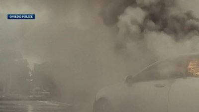 En video: auto estalla en llamas con niños adentro en Florida