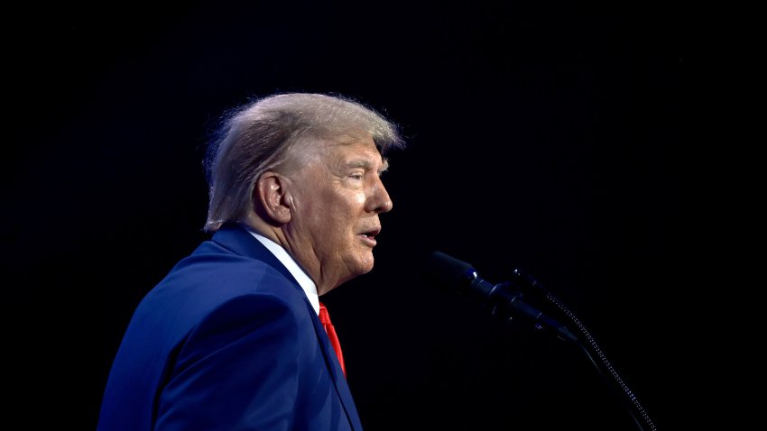 WEST PALM BEACH, FLORIDA – JULY 15: Former US President Donald Trump speaks at the Turning Point Action conference as he continues his 2024 presidential campaign on July 15, 2023 in West Palm Beach, Florida. Trump spoke at the event held in the Palm Beach County Convention Center. (Photo by Joe Raedle/Getty Images)