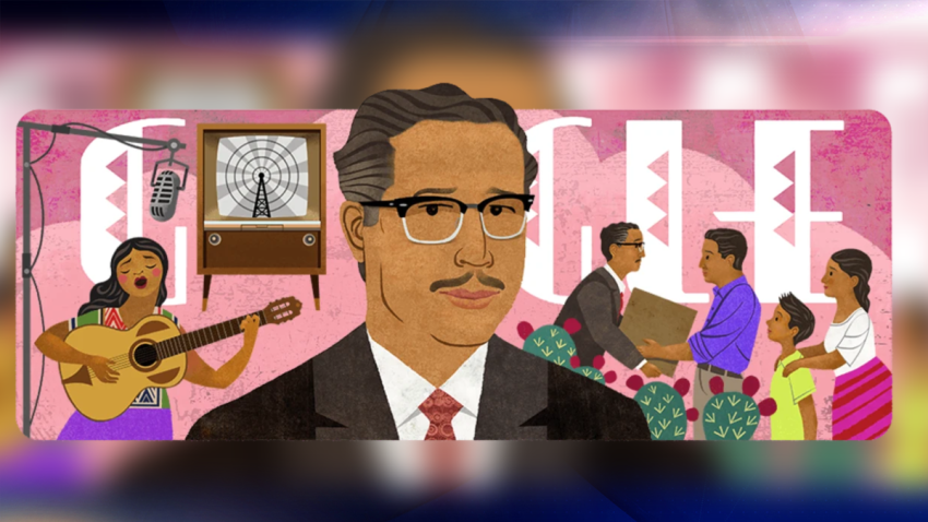 Raoul Cortez, pionero de medios hispanos, en el Doodle.