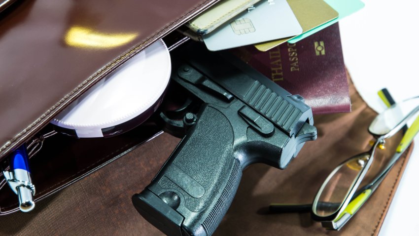 Card,passport and gun in Woman’s bag