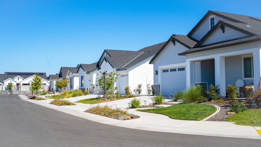 Row of single story suburban homes