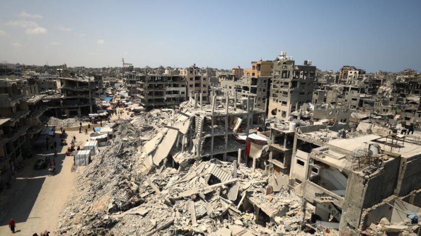 GAZA CITY, GAZA – JULY 27: A general view from the Jibaliya Refugee Camp as people try to continue their lives under harsh conditions following Israeli army’s intense attacks destroy residential areas on the north of Gaza at the Jibaliya Refugee Camp in Gaza City, Gaza on July 27, 2024. (Photo by Dawoud Abo Alkas/Anadolu via Getty Images)