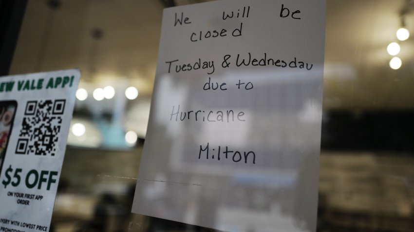 TAMPA, FLORIDA – OCTOBER 07: A sign alerts customers that a store will be closed as Hurricane Milton churns in the Gulf of Mexico on October 07, 2024 in Tampa, Florida. Milton, which comes on heels of the destructive Hurricane Helene, has strengthened to a Category 5 storm as it approaches Florida’s Gulf Coast near Tampa, where it is projected to make landfall Wednesday. (Photo by Spencer Platt/Getty Images)