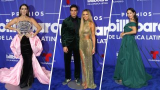 En la alfombra azul: Jacky Bracamontes, Danilo Carrera, Isabella Castillo y Carmen Villalobos.