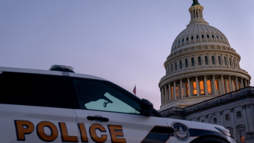 A police vehicle outside the US Capitol in Washington, DC, US, on Sunday, Sept. 8, 2024. Senate Majority Leader Chuck Schumer emphasized the importance of avoiding a government shutdown on Sept. 30, as lawmakers return to Washington after the August break with the US election ahead in November. Photographer: Stefani Reynolds/Bloomberg via Getty Images