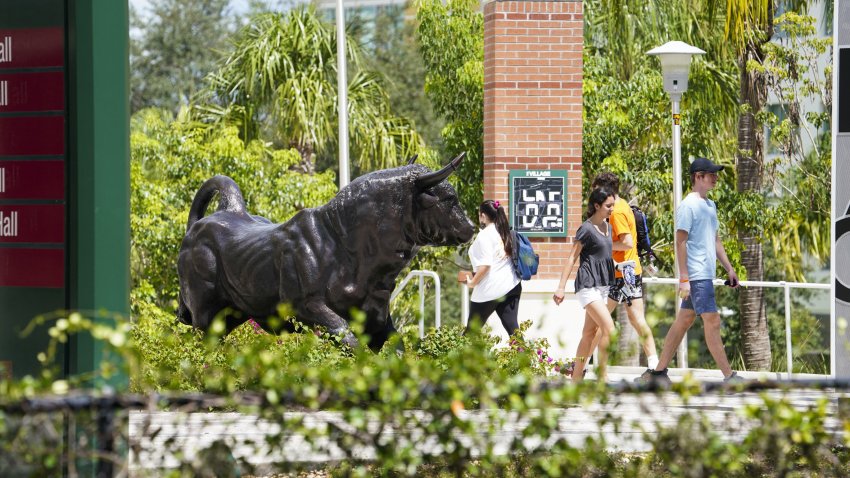 Students walk on the campus of the University of South Florida. This week, the state Legislature passed a bill cracking down on undocumented immigration, including a provision to end the tuition discount for students who came to the country illegally with their parents. (Martha Asencio Rhine/Tampa Bay Times/Tribune News Service via Getty Images)
