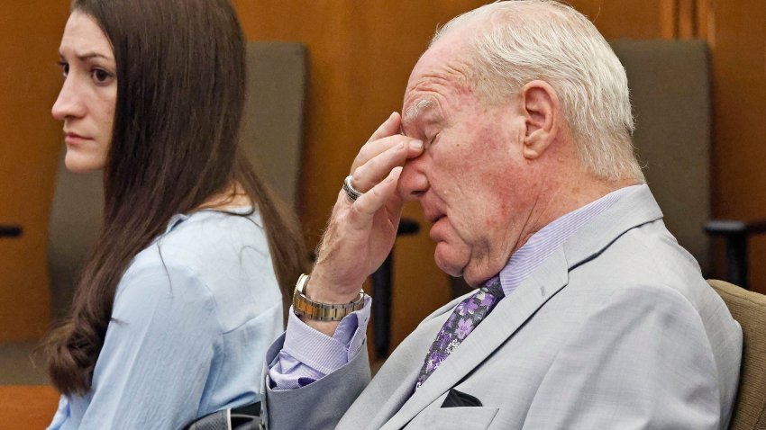 Lindsay Clancy and attorney Kevin Reddington watch jurors as Judge William Sullivan asks them to continue deliberations at Plymouth Superior Court on Wednesday, Sept. 2, 2026. The jury is trying to reach a verdict in her murder trial; she is accused of killing her three children in 2023 and says he is not criminally responsible due to post-partum psychosis.