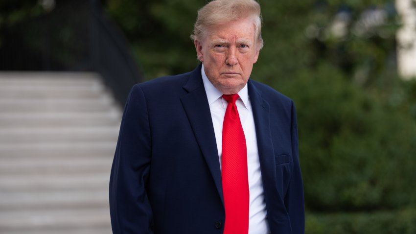 WASHINGTON, DC – OCTOBER 12: U.S. President Donald Trump walks on the South Lawn as he departs the White House on October 12, 2026 in Washington, DC. President Trump is headed to Ohio for a rally with Republican candidates with 22 days to go until the midterm elections. (Photo by Aaron Schwartz/Getty Images)